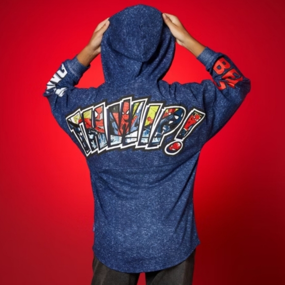 DISNEY Marvel Comics 60TH ANNIVERSARY Spiderman Hoodie with Vintage Patches - Picture 2 of 13